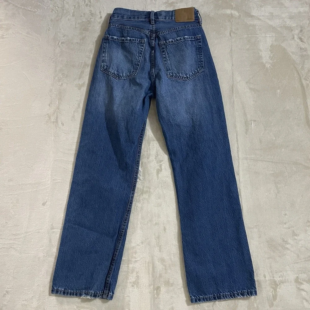 Aeropostale Jeans Womens Size 000 90s Baggy Blue Denim Medium Wash‎ Button Fly